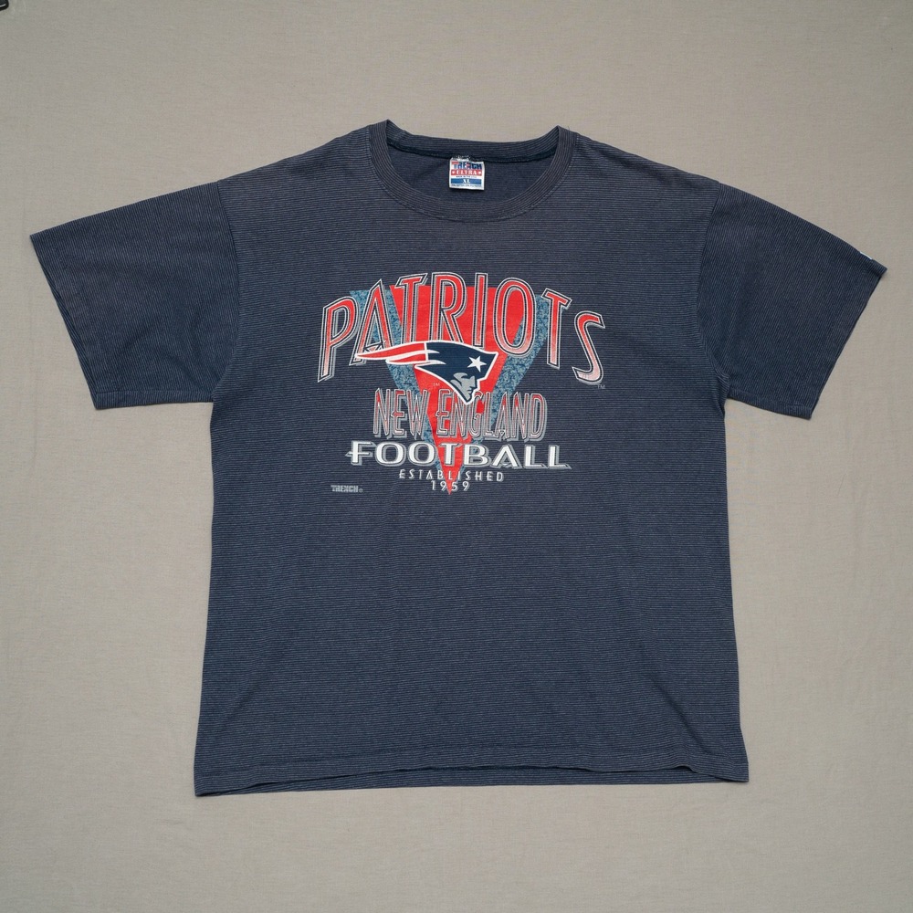 Vintage 80s 90s New England Patriots Football Trench Ultra USA T Shirt Striped